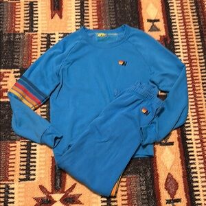 Aviator Nation Ocean Striped Sweatshirt Sweatpants Set - Size XS and Small 🌈